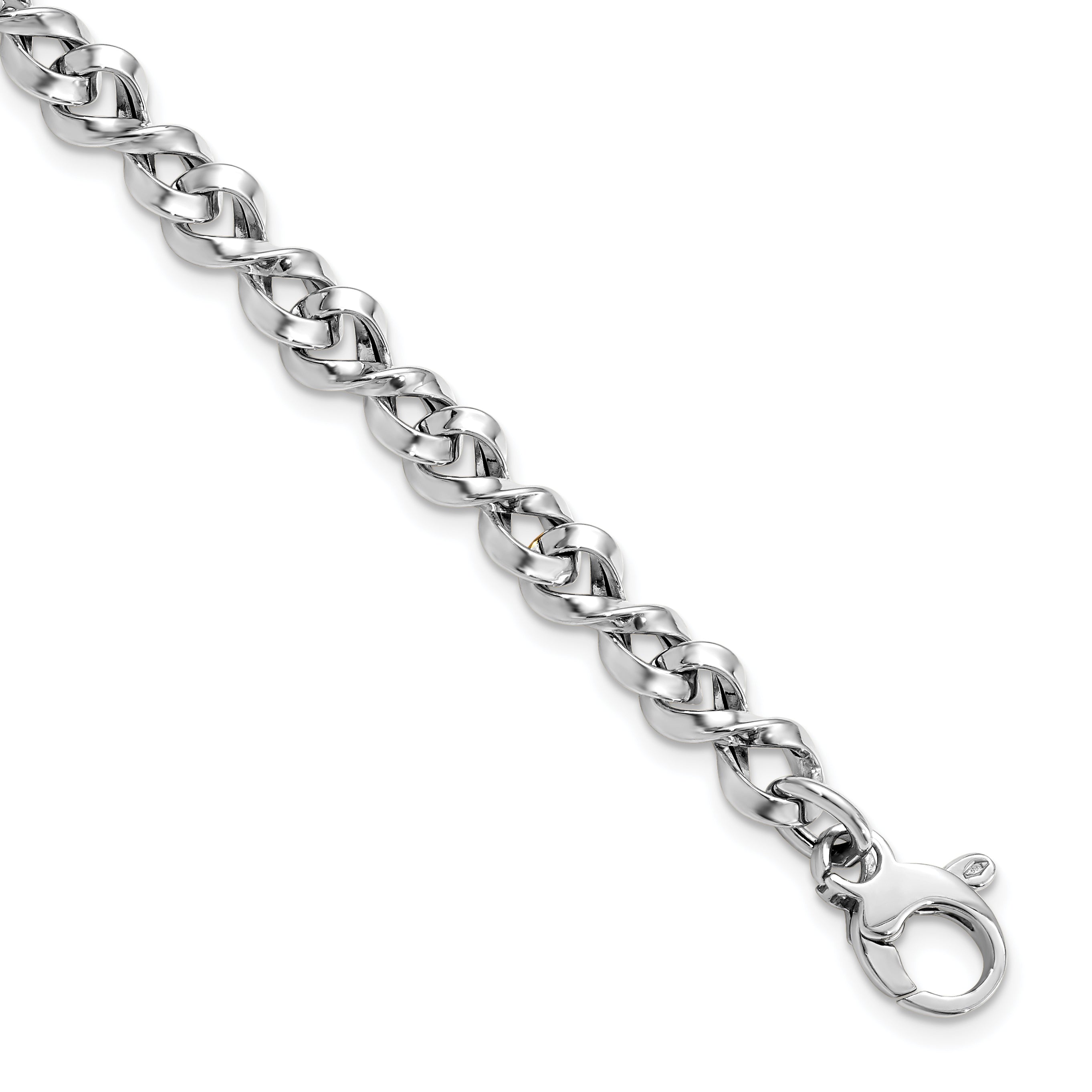 14K White Gold Polished Fancy Twisted Link Bracelet