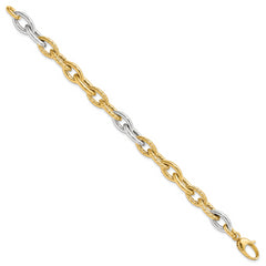 14K Two-tone Polished Fancy Link Bracelet