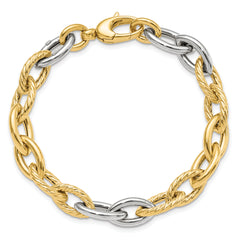 14K Two-tone Polished Fancy Link Bracelet