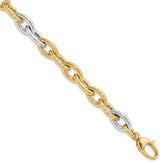 14K Two-tone Polished Fancy Link Bracelet