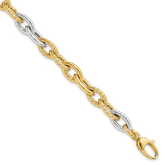 14K Two-tone Polished Fancy Link Bracelet