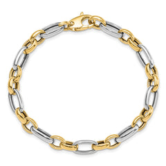 14K Two-tone Polished Fancy Link Bracelet