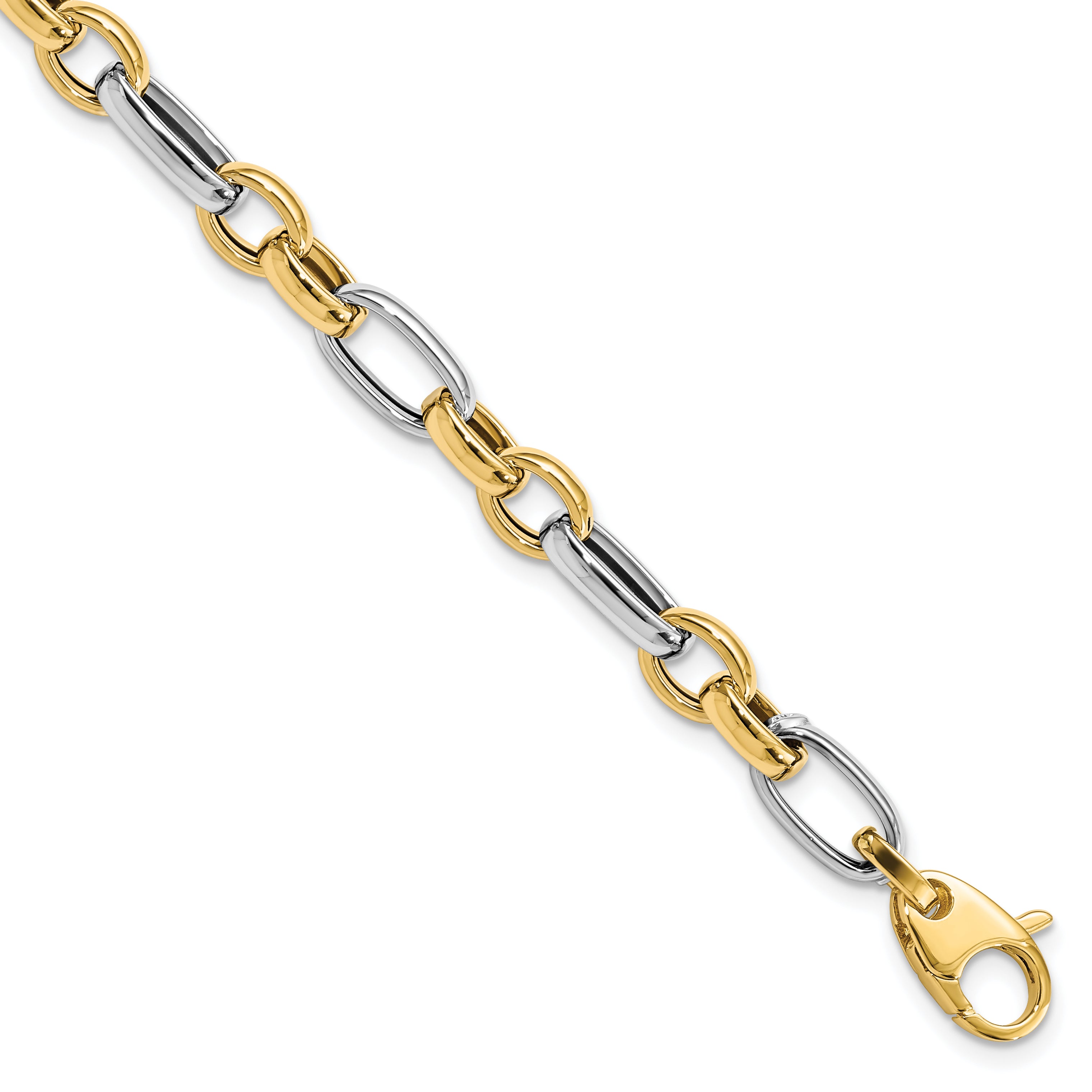 14K Two-tone Polished Fancy Link Bracelet