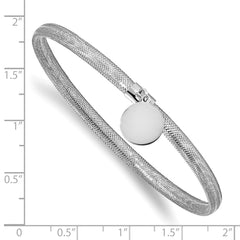 14K w/White RH-plating Stretch w/Dangle Charm Bracelet