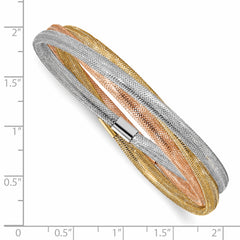 14k w/ Wht Rhodium and Rose Gold-plating Stretch Bracelet