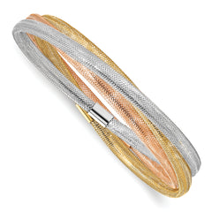 14k w/ Wht Rhodium and Rose Gold-plating Stretch Bracelet