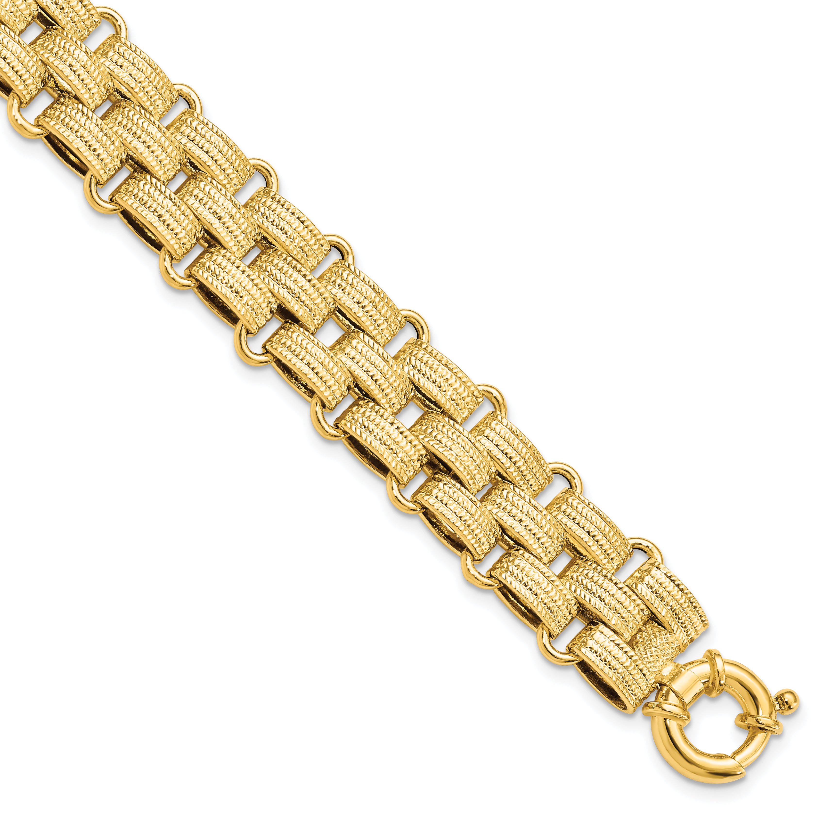 14K Polished Basket Weave Fancy Bracelet