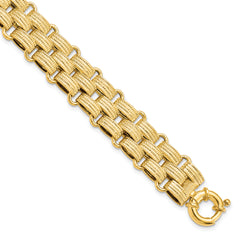 14K Polished Basket Weave Fancy Bracelet