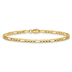 14K 8 inch 3mm Concave Open Figaro with Lobster Clasp Bracelet