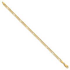 14K 8 inch 4mm Concave Open Figaro with Lobster Clasp Bracelet