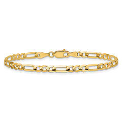 14K 8 inch 4mm Concave Open Figaro with Lobster Clasp Bracelet