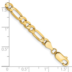 14K 8 inch 4.5mm Concave Open Figaro with Lobster Clasp Bracelet
