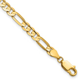 14K 8 inch 4.5mm Concave Open Figaro with Lobster Clasp Bracelet