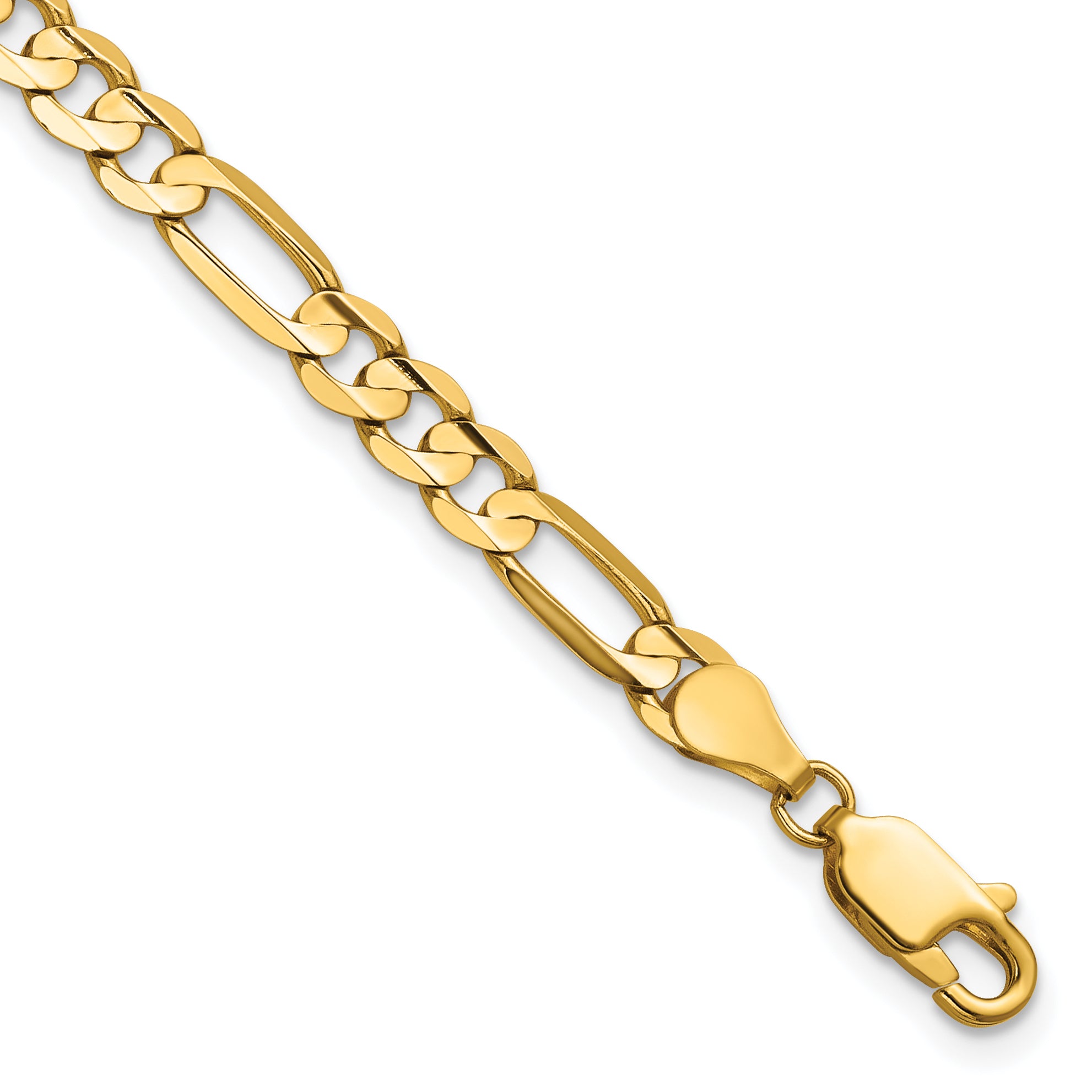 14K 8 inch 4.5mm Concave Open Figaro with Lobster Clasp Bracelet