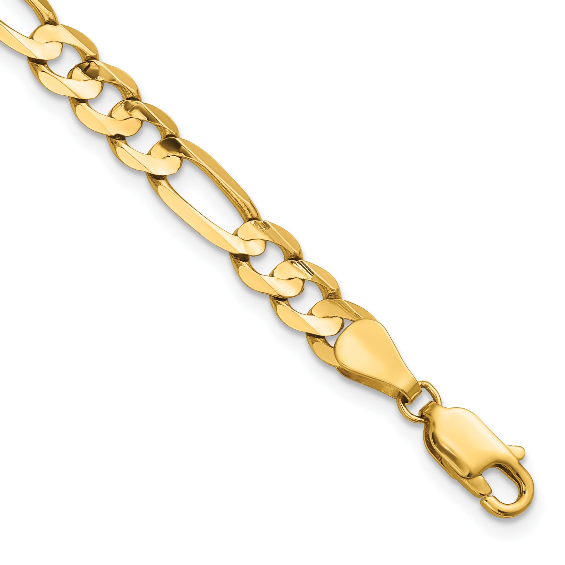 14K 9 inch 5.5mm Concave Open Figaro with Lobster Clasp Chain