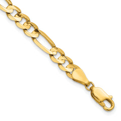 14K 9 inch 5.5mm Concave Open Figaro with Lobster Clasp Chain