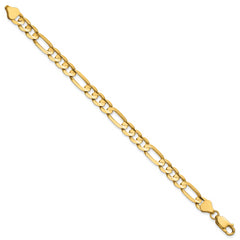 14K 9 inch 6.75mm Concave Open Figaro with Lobster Clasp Chain