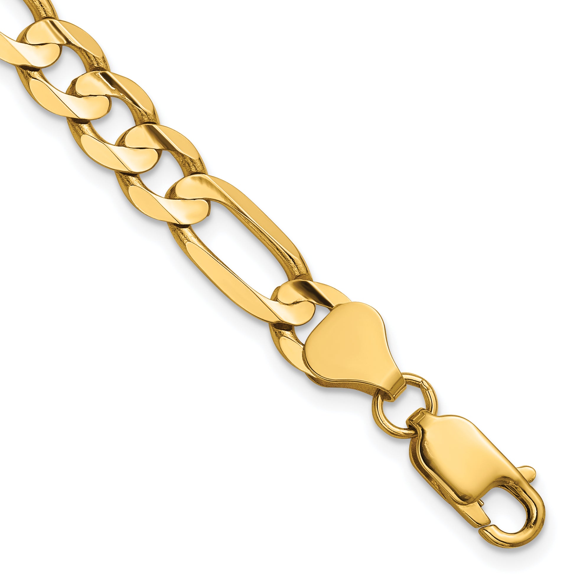 14K 9 inch 6.75mm Concave Open Figaro with Lobster Clasp Chain