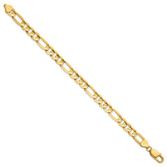 14K 9 inch 7.5mm Concave Open Figaro with Lobster Clasp Chain