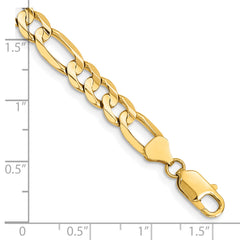 14K 9 inch 7.5mm Concave Open Figaro with Lobster Clasp Chain