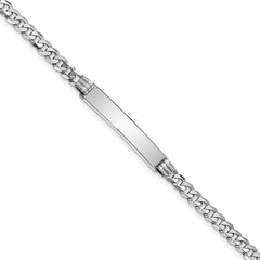 14k White Gold Polished Solid Chain/Solid Plate Flat Curb Link 25.5x5mm Plate 8 inch ID Bracelet