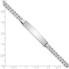 14k White Gold Polished Solid Chain/Solid Plate Flat Curb Link 33.5x7mm Plate 8 inch ID Bracelet