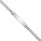 14k White Gold Polished Solid Chain/Solid Plate Flat Curb Link 34x7mm Plate 7 inch ID Bracelet