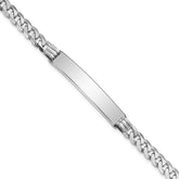 14k White Gold Polished Solid Chain/Solid Plate Flat Curb Link 38.5x7.5mm Plate 8 inch ID Bracelet