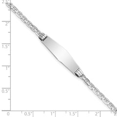 14k White Gold Polished Solid Chain/Solid Plate Anchor Link Soft Diamond Shape 25.5x7.5mm Plate 8 inch ID Bracelet