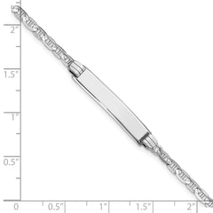 14k White Gold Polished Solid Chain/Solid Plate Anchor Link 25.5x4.5mm Plate 8 inch ID Bracelet