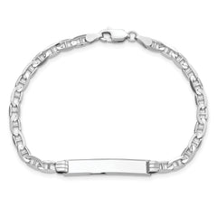 14k White Gold Polished Solid Chain/Solid Plate Anchor Link 25.5x4.8mm Plate 8 inch ID Bracelet