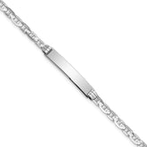 14k White Gold Polished Solid Chain/Solid Plate Anchor Link 25.5x4.8mm Plate 7 inch ID Bracelet