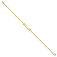14k Polished Solid Chain/Solid Plate Flat Figaro Link 19.5x4.5mm Plate 7 inch ID Bracelet