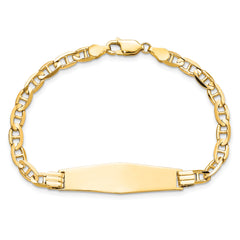 14k Polished Solid Chain/Solid Plate Anchor Link Soft Diamond Shape 33x9.8mm Plate 8 inch ID Bracelet