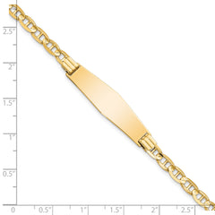 14k Polished Solid Chain/Solid Plate Anchor Link Soft Diamond Shape 33x9.8mm Plate 8 inch ID Bracelet