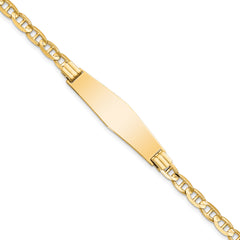 14k Polished Solid Chain/Solid Plate Anchor Link Soft Diamond Shape 33x9.8mm Plate 8 inch ID Bracelet