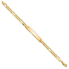 14k Polished Solid Chain/Solid Plate Flat Figaro Link 33.5x7mm Plate 8 inch ID Bracelet