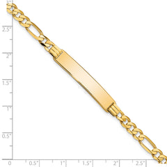 14k Polished Solid Chain/Solid Plate Flat Figaro Link 33.5x7mm Plate 8 inch ID Bracelet