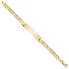 14k Polished Solid Chain/Solid Plate Anchor Link 38x7.8mm Plate 8 inch ID Bracelet