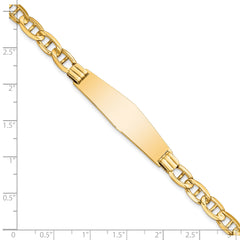 14k Polished Solid Chain/Solid Plate Anchor Link Soft Diamond Shape 37.5x11mm Plate 8 inch ID Bracelet
