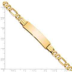 14k Polished Solid Chain/Solid Plate Flat Figaro Link 36.5x9mm Plate 8 inch ID Bracelet