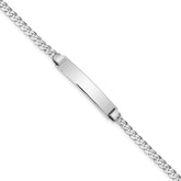 14k White Gold Polished Solid Chain/Solid Plate Flat Curb Link 25.5x4.5mm Plate 8 inch ID Bracelet