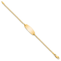 14k Polished Solid Chain/Solid Plate Curb Link Oval 18.5x8.5mm Plate 5.5 inch Baby/Child ID Bracelet
