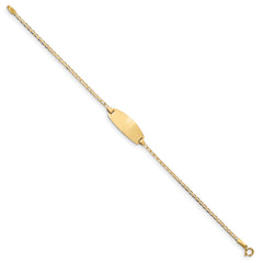 14k Polished Solid Chain/Solid Plate Curb Link Oval 18.5x8.5mm Plate 7 inch ID Bracelet