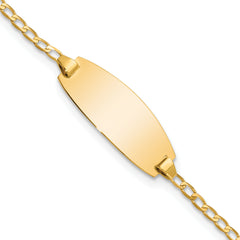 14k Polished Solid Chain/Solid Plate Curb Link Oval 18.5x8.5mm Plate 7 inch ID Bracelet