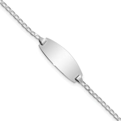 14k White Gold Polished Solid Chain/Solid Plate Curb Link Oval 18.5x8.5mm Plate 5.5 inch Baby/Child ID Bracelet