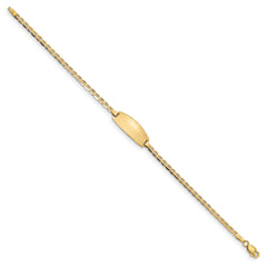 14k Polished Solid Chain/Solid Plate Anchor Link Oval 18x8mm Plate 7 inch ID Bracelet