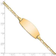 14k Polished Solid Chain/Solid Plate Figaro Link Oval 24x10.5mm Plate 8 inch ID Bracelet