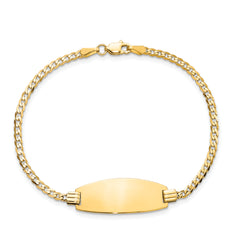 14k Polished Solid Chain/Solid Plate Curb Link Oval 24x10.5mm Plate 7 inch ID Bracelet