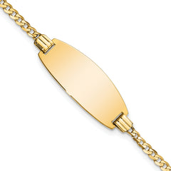 14k Polished Solid Chain/Solid Plate Curb Link Oval 24x10.5mm Plate 7 inch ID Bracelet